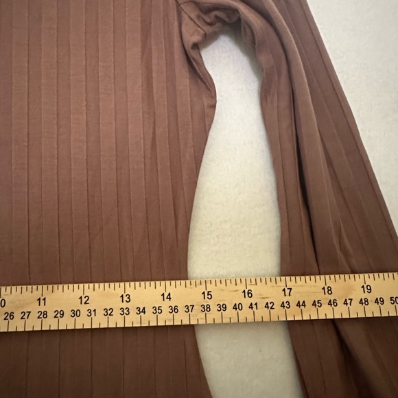 Love Tree Women's Brown Rib Knit Mock Neck Mini Dress with Side Slit Size L - Picture 6 of 9